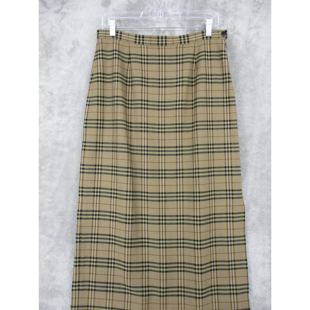 Vintage Rafaella Skirt Women 12 Plaid Wool Blend Maxi Fringe Straight Pencil Zip - Picture 3 of 8